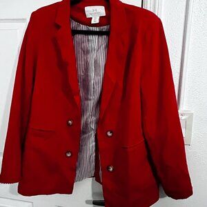 Halston Linen Red Blazer - like new